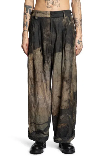 Ziggy Chen Printed Wide-leg Trousers In Brown