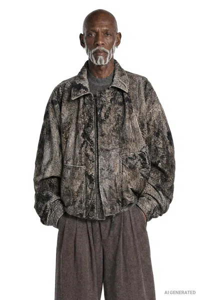 Ziggy Chen Velvet Aviator Jacket In Black