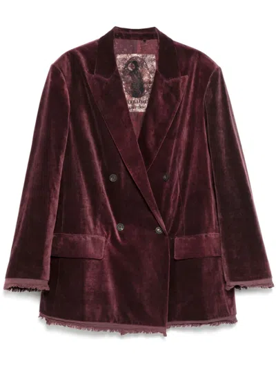 Ziggy Chen Velvet Blazer In Red