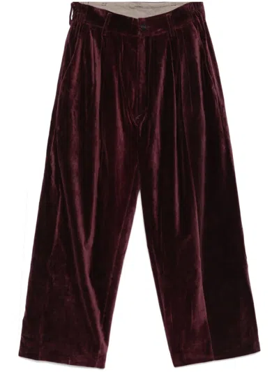 Ziggy Chen Velvet Trousers In Red