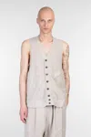 Ziggy Chen Vest In Beige Linen