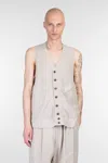 Ziggy Chen Vest In Beige Linen