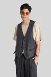 Ziggy Chen Vest In Blue Linen In Blue