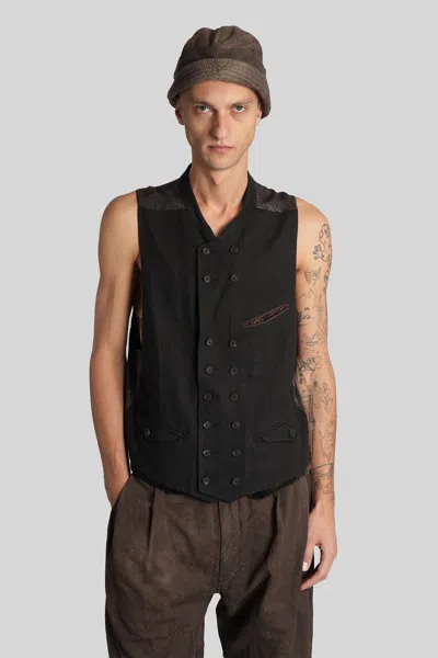 Ziggy Chen Vest In Brown Wool In Black