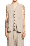 Ziggy Chen Vest In Beige Linen In Beige