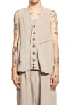 Ziggy Chen Vest In Beige Linen In Beige