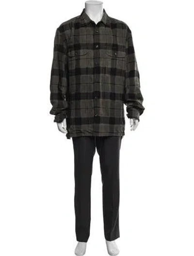 Pre-owned Ziggy Chen Virgin Wool Plaid Print Overcoat In Green