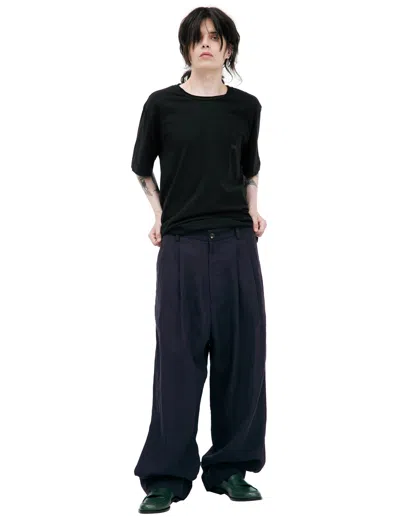 Ziggy Chen Wide Leg Checkered Trousers In Blue