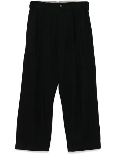 Ziggy Chen Striped Loose Fit Trousers In Brown