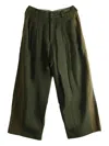Ziggy Chen Wool Blend Wide-leg Trousers In Green