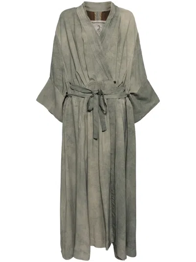 Ziggy Chen Wrap Coat Dress In Gray
