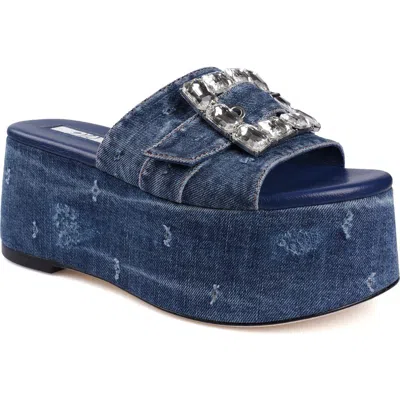 Zigi Alena Platform Wedge Slide Sandal In Blue