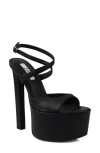 Zigi Ankle Strap Platform Sandal In Black Leather