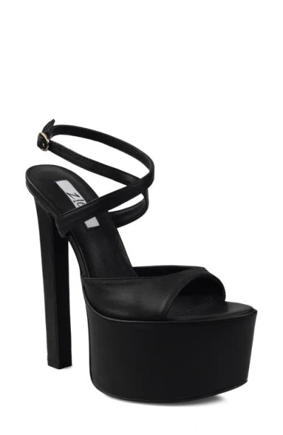 Zigi Ankle Strap Platform Sandal In Black Leather