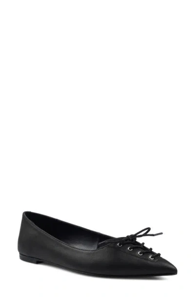Zigi Arreza Lace-up Pointed Toe Flat In Black