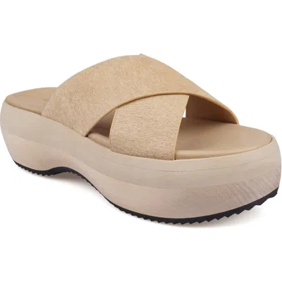 Zigi Artisan Maia Genuine Calf Hair Platform Sandal In Natural Tan