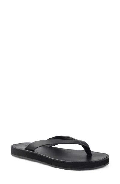 Zigi Beachtime Leather Flip Flop In Black