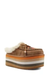 Zigi Birdy Faux Shearling Platform Slipper In Tan Suede