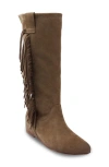 Zigi Briana Wedge Boot In Taupe Suede