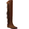 Zigi Brooklynne Knee High Wedge Boot In Tan Suede