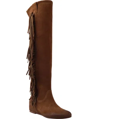 Zigi Brooklynne Knee High Wedge Boot In Tan Suede