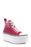 Zigi Carmensa Embellished Platform High Top Sneaker In Red