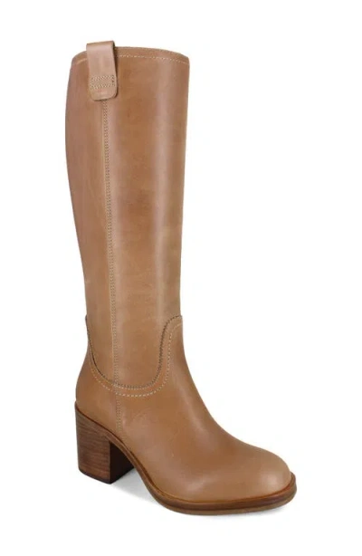 Zigi Casper Knee High Block Heel Boot In Brown