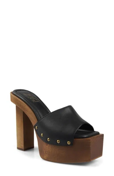 Zigi Cassidey Leather Platform Slide Sandal In Black
