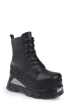Zigi Cataleya Platform Combat Boot In Black Leather