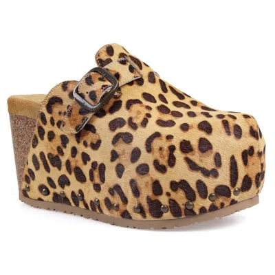 Zigi Cuna Genuine Calf Hair Platform Clog In Animal Print