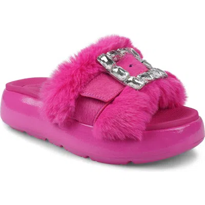 Zigi Fab Faux Fur Platform Sandal In Pink