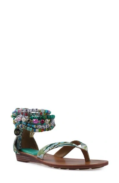 Zigi Fabella Ankle Strap Sandal In Turquoise Multi Fabric