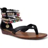 Zigi Fabulosa Beaded Ankle Cuff Sandal In Black