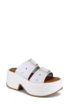 Zigi Fanela Platform Slide Sandal In White Leather