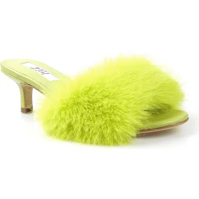 Zigi Faux Fur Kitten Heel Sandal In Light Green