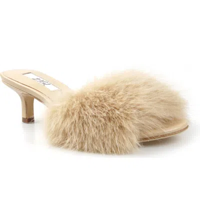 Zigi Faux Fur Kitten Heel Sandal In Natural