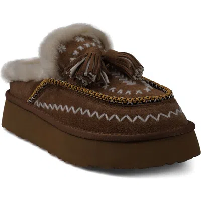 Zigi Faux Fur Platform Bootie In Tan Suede