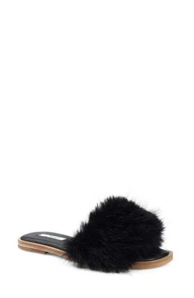 Zigi Faux Fur Slide Sandal In Black