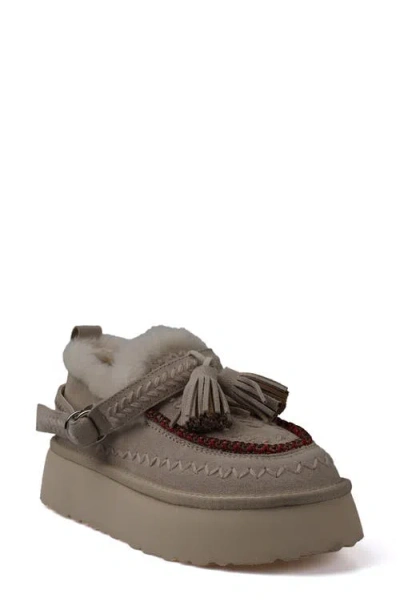 Zigi Faux Fur Tassel Bootie In Off White Suede