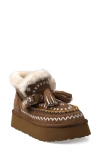 Zigi Faux Fur Tassel Bootie In Tan Suede