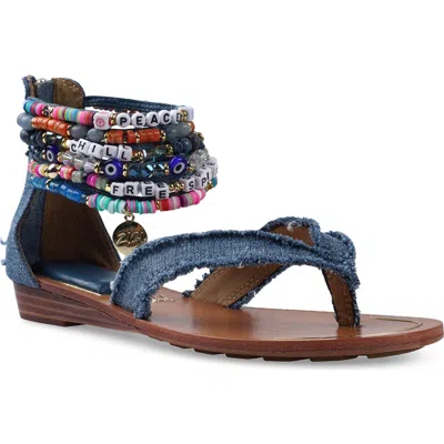 Zigi Fayola Beaded Ankle Cuff Sandal In Blue Denim