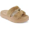 Zigi Finley Faux Fur Platform Sandal In Brown