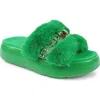 Zigi Finley Faux Fur Platform Sandal In Green