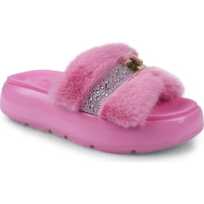 Zigi Finley Faux Fur Platform Sandal In Pink
