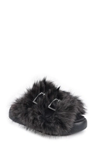 Zigi Fire Faux Fur Platform Sandal In Black