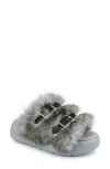 Zigi Fire Faux Fur Platform Sandal In Blue