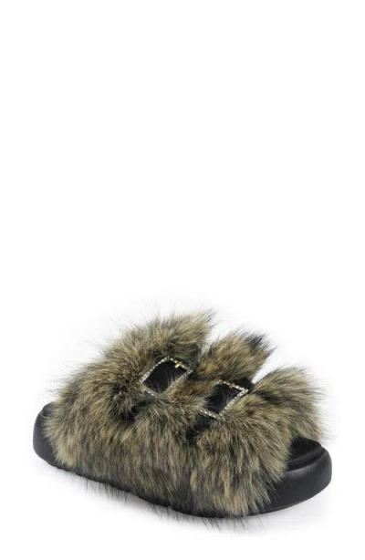 Zigi Fire Faux Fur Platform Sandal In Brown