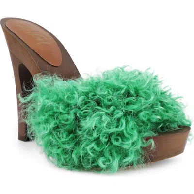 Zigi Genuine Shearling Platform Sandal In Green