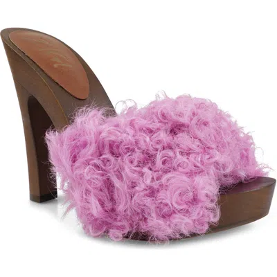 Zigi Genuine Shearling Platform Sandal In Purple