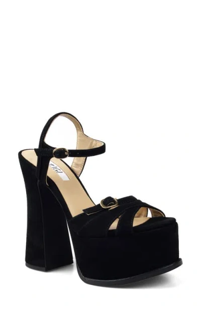Zigi Harbor Ankle Strap Platform Sandal In Black